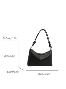 Bolso de hombro de unicolor nuevo y elegante de PU, bolso cruzado versátil con correa ajustable de estilo urbano, bolso sencillo para mujer