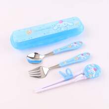 Sanrio Sanrio My Melody Stainless Steel Fork And Spoon Set With Box, Cartoon Cute Portable Reusable Tableware, Cute Home And Outdoor School Supplies, Camping Accessories Christmas Birthday Gifts
