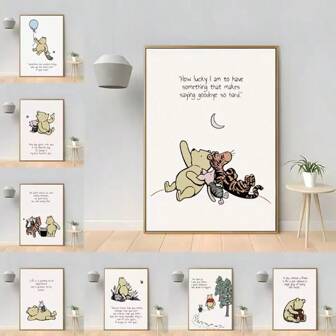 1 stuk optioneel frame posters wandkunst Disney tekenfilm Winnie de Poeh Knorretje wandkunst poster warme woord kinderkamer woondecoratie canvas schilderij foto print kunstwerk
