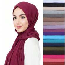 1pc Elegant Solid Color Chiffon Scarf & Hat Set - Lightweight Breathable Polyester Scarf With Matching Hat, Suitable For Casual Wear, Sun Protection, Windproof, Headscarf