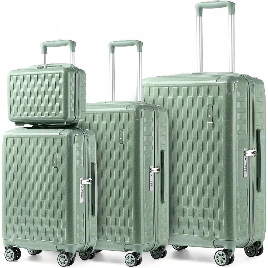 2025's Hottt-Sea Choice Luggage Sets 3 Piece Hard S PC+ABS  Suitcas  Coetic Case Trolley Travel Suitcase  Si 8 Ner Wheels TSA Lock YKK Zipper, Mint Green 4 Piece(13in20in24in28in)-Geyao Green - Bildfarbe - View 1