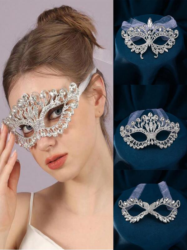 1 peça de máscara de baile de máscaras com padrão geométrico de liga de zinco, elegante cocar de princesa, acessórios e fantasia para festa natural e sensual, adequada para todas as estações do Halloween