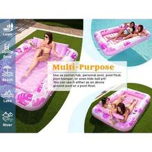 L/XL Inflatable Tanning Pool Lounge Float With Cup Holder, 70"X46"/85″ X 57″ Extra Large Pool Floats Adult With Pillow, 4 In 1 Suntan Tub Raft Floatie, Sunbathing Bed Lounge Blow Up Ball Pit Party Gifts, Inflatable Lounge Sofa Pool - Pink-L - View 10