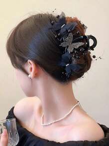 1pc Multilayer Mesh Butterfly Hair Clamp, Elegant Personalized Hair Clip For Bun Hairstyle, New Hair Accessory For Women Hair Claws Claw Clips Hair Clips Hair Jaw Clip Hair Clamps Hair Clutch Hair Catcher Clip Fall Winter Hair Accessories For Women For Vacation Outfits Woman