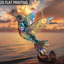 1 Stück elegante Acryl-Kolibri Fenster-Hängedekoration, 2D flache Acryl-Kolibri Sonnenfänger, einzigartiges Geschenk, Feiertags-Raumdekoration, Wanddekoration, Outdoor Garten-Deko