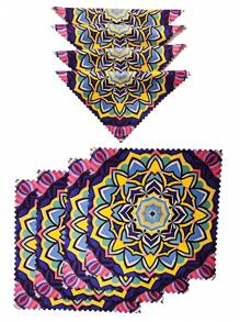 10cm*10cm Fiber Flocking Cleaning Cloth, Mandala Purple/Eucalyptus Green/Dreamlike Diamond Blue, Fiber Non-Lint Cleaning Cloth - Glasses/Camera Lens Cleaning; Jewelry Cleaning; 12pcs/Pack Delicate Fiber Flocking Cleaning Cloth