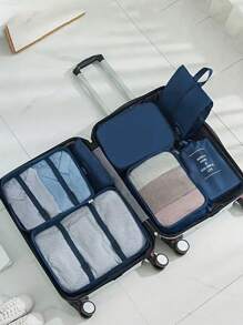 8-1PC Travel Clothes Organizer Set, Large Capacity Multi-Functional Packing Cubes With Zipper Closure, Handheld Travel Bag, Storage Bag, Mesh Bag, Cosmetic Bag, Shoe Bag, Bottle Sleeve, Drawstring Bag, Regular Bag, Luggage Bag, Underwear Organizer, Hospital Bag, Waterproof Toiletry Kit For Shirts, Underwear, Clothes, Cosmetics, Toiletries, Toothbrush And Toothpaste