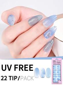 22 pezzi Adesivi per unghie in gel sfumati glitter senza UV, Unghie blu farfalle amore estivo, Adesivi per decorazioni unghie per donne in viaggio e uscite