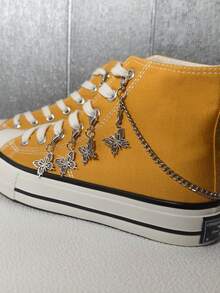 8 件多功能鞋配件 - 时尚单层鞋带、复古镂空蝴蝶鞋扣、可拆卸帆布鞋/运动鞋饰物、适用于包袋吊坠（不含鞋子） - 銀色 - 查看 6