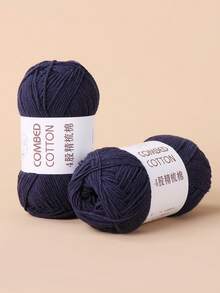 1 Roll 51# Navy Blue 4-Ply Combed Handcraft DIY Yarn - Navy Blue - View 1
