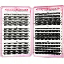 570 件簇状假睫毛套装，30D/40D/50D/60D/80D/100D 混合合成短毛貂皮睫毛，0.07 毫米卷曲，9-16 毫米长度，包含自然睫毛，适合初学者的 3D 俄罗斯卷发，可重复使用的家用睫毛簇、睫毛簇、单根睫毛、睫毛、假睫毛