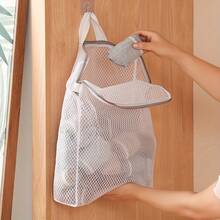 [Durable Honeycomb] Laundry Bag | 1pc | Mesh | Durable, Zipper | Laundry, Storage | Bedroom, Bathroom - Light Grey - View 11