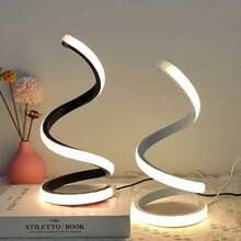 1pc Metal Modern Spiral Desk Lamp, Dimmable 3-Color LED Table Lamp With USB Power, Circle Lamp For Eye Protection, Reading, Writing, Studying, Suitable For Living Room, Bedroom, Classroom, Kitchen, Dining Room