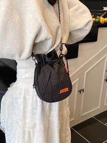 Minimalist Casual Lightweight Crossbody Bag, Multifunctional Shoulder Bag, Women's Portable Phone Pouch With Drawstring Pocket - Black - View 6