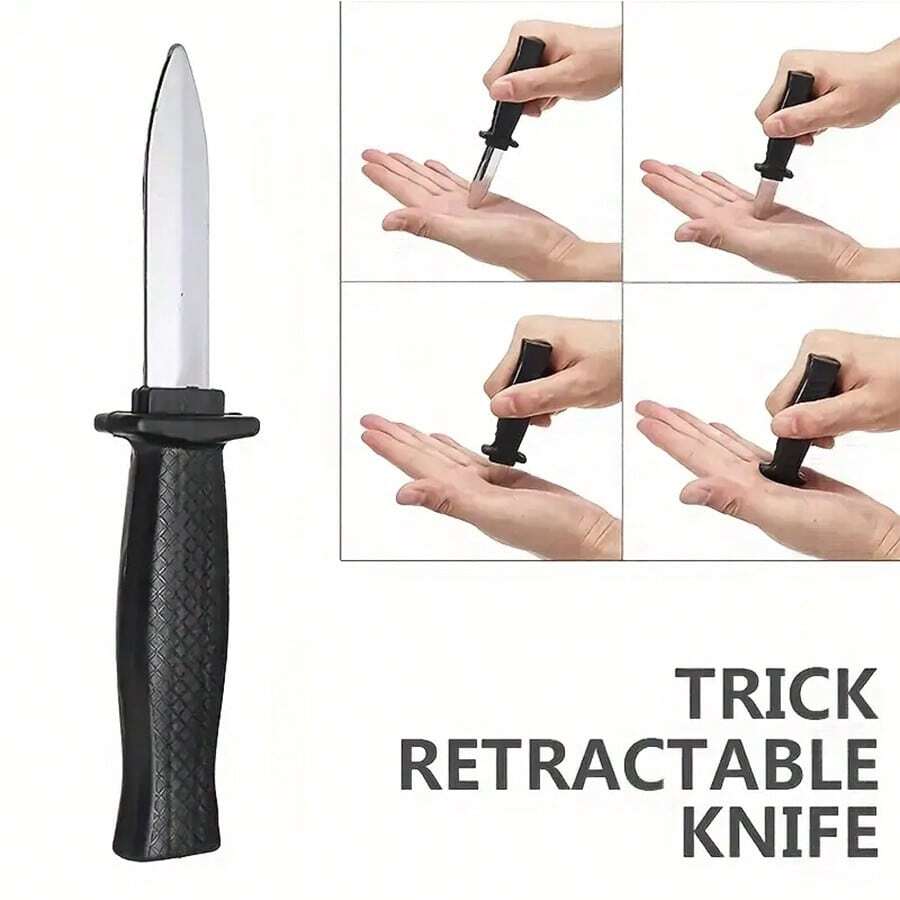 Novedad 2025 - Cuchillo de juguete retráctil para asustar, cuchillo de broma de hoja encogible, juguete de broma de hoja falsa, accesorio de actuación para adultos, regalo de broma práctica - regalo de cumpleaños - regalo festivo