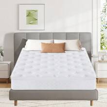 10/12 Inch White Gel Memory Foam Mattress, Independent Bagged Spring Edge Support, Medium Hardness, Boxed