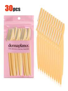 30 piezas. Set de recortador de cejas, recortador de cejas, recortador de cejas de mango largo, herramienta de belleza, utilizado para recortar las cejas, afeitadora, herramienta de exfoliación de precisión recortador de cejas, hoja de afeitadora facial, hoja de recortador de cejas y afeitadora con cubierta protectora, utilizado para eliminar el vello facial y corporal, adecuado para viajes, adecuado tanto para hombres como para mujeres. 1/3/6/12/24 piezas.