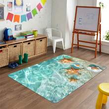 1pc Ocean Series Pattern Design Rug, Modern Art Design Floor Mat, Polyester, Non-Slip Backing, Machine Washable, Multifunctional Indoor/Outdoor Use, Home Decor Rug Living Room, Bedroom, Dining Room, Camping - Multicolor - View 2