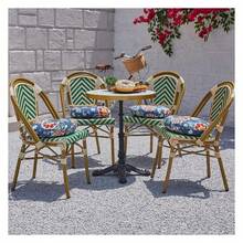 DENGCHAO Outdoor Chair Cushionsof 4, 15 Inch Round Seat Cushions With Ties For Bistro Chairs Blue Flower 4 Count (Pack Of 1) - Multicolor - View 6