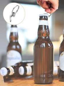 Keychain Beer Bottle Opener With Stainless Steel Keyring, Stainless Steel Mini Bottle Opener Keychain With Keyring, Portable, Manual, Pocket Sized Beverage Bottle Opener, Durable And Multifunctional Camping And Daily Use Tool