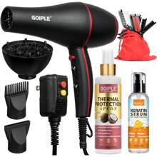 Goiple 21Piece Professional Hair Dryer Kit With Advanced Technology For Fast Drying,3 Temps,2 Speeds:Comprehensive Set For Efficient Drying, Reducing Frizz, And Enhancing Shine,Includes Blow Dryer, Thermal Protection Spray, Keratin Serum, Multiple Comb Attachments, Detangling Brush And Hair Clips For Versatile Styling Options, Ideal For All Hair Types And Daily Styling Needs For Both Men And Women