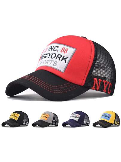 1pc Unisex Solid Color Casual Letter Embroidered Baseball Cap, Polyester Trucker Hat, Versatile For Outdoor Activities And Daily Wear