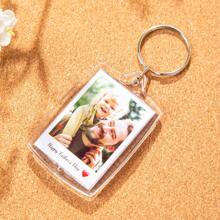 Porte-clés acrylique personnalisé "Conduis prudemment papa" - Porte-clés photo et texte personnalisés, idéal pour la fête des pères, les anniversaires, la Saint-Valentin