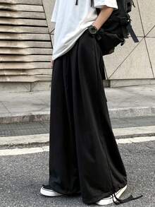 Fashionable High-End Loose Casual Adjustable Wide Leg Skort Black - Black - View 3