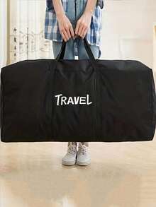 Large Capacity Letter Pattern Luggage Handbag, Versatile Carry On Zipper Bag, Lightweight Multifunctional Duffle Bag Durable Duffle Bag With Zippers And Reinforced Handles Bedroom Accessories, Quilt Clothes Storage Bag, Sturdy Extra Large Storage Bag For Moving, Travel, And Dormitory, For Holiday Outdoor For Business Vacation For Men And Women Unisex - Black - View 2