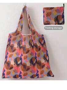 10pcs Reusable Foldable Polyester Shopping Bags With Fashionable Patterns, Suitable For High-Quality Shopping, Reusable Shopping Bags