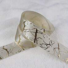 5 Yards 25mm Gift Ribbon Satin Marble Crack Pattern Golden Foil Printed Ribbon For Gift Wrapping Christmas Wedding Decor DIY Hair Bows Ribbon