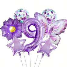 7pcs/Set Purple Butterfly 32-Inch Number Balloons For Birthday Party Decoration
