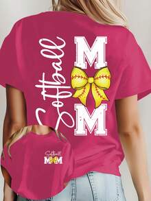 Women Casual Regular Fitting Short Sleeve T-Shirt - Hot Pink - View 4