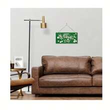 1pc Happy St. Patrick's Day Wooden Decor Sign - Farmhouse Wall Art With Green Clover Design, For Holiday Home And Party Decoration, Vacation Home Decor | Clover Themed | Twine Hanging Capability, Boho Style Decor