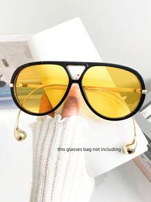 New Full Frame Fashion One-Piece Glasses, Gradient Lens, Retro Double Bridge Glasses, Distinctive Metal Temples, Suitable For Travel, Decoration And Holiday Outfits, Fashionable Glasses For Summer Beach Vacation,Outdoor,Travel