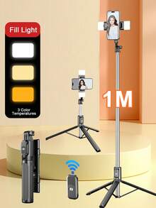 Tongkat Selfie Mini Portabel Bluetooth LED 3 Warna, Tripod Multi-Sudut yang Dapat Diatur, Dapat Dilipat, Cocok untuk Siaran Langsung, Foto Grup, dan Perjalanan, Kontrol Jarak Jauh Nirkabel Kompatibel dengan Sebagian Besar Ponsel Pintar, Ideal untuk Liburan Musim Panas, Perjalanan, Aktivitas Luar Ruangan, Siaran Langsung, dan Lainnya - Multiwarna 1 meter - View 2