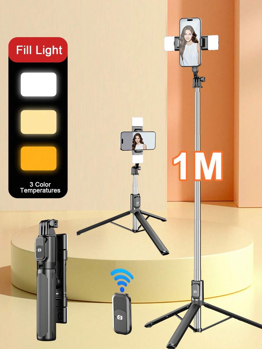 Tongkat Selfie Mini Portabel Bluetooth LED 3 Warna, Tripod Multi-Sudut yang Dapat Diatur, Dapat Dilipat, Cocok untuk Siaran Langsung, Foto Grup, dan Perjalanan, Kontrol Jarak Jauh Nirkabel Kompatibel dengan Sebagian Besar Ponsel Pintar, Ideal untuk Liburan Musim Panas, Perjalanan, Aktivitas Luar Ruangan, Siaran Langsung, dan Lainnya