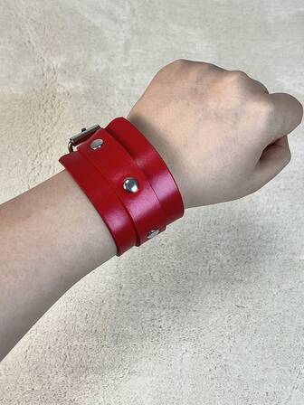 2 יחידות צמיד רטרו מתכוונן תכשיטי עור גותי מסיבת פאנק אביזרי אופנה לשני המינים Harajuku Match