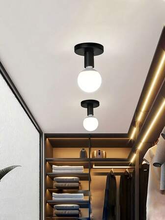 2pcs/Set Modern Nordic Retro Iron Art Ceiling Light Fixture, E27 Bulb Base, Suitable For Living Room, Bedroom, Bathroom, Kitchen, Balcony (Bulb Not Included)