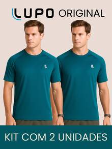 Kit 2 Men's Dry Fit Half Sleeve Basic Training Fitness Performance T-Shirts Lupo Sport Gym - màu xanh lá - Xem 1