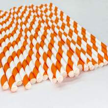 100 Stück/Packung mehrfarbige gestreifte Papierstrohhalme, bunte Regenbogenfarben Papierstrohhalme, geeignet für den gewerblichen Gebrauch in Dessertläden, Restaurants, Cafés, Bäckerei Dekoration