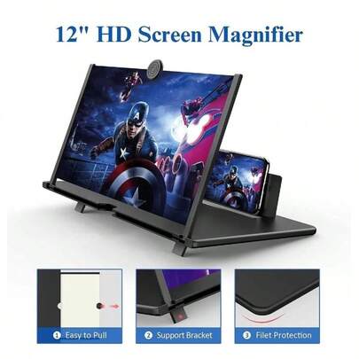Ampliador De Tela Lente 3d Suporte Dobrável De Celular Para Vídeos e Jogos e Ensino 12 polegadas