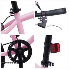 18 Inch Children's Bike For Boys And Girls, Children's Bike High Carbon Steel Adjustable Seat, Children's Bike With Kickstand Dual Brake System Stable Frame Light Pump Reflector, Pink And Red - 粉色 - 查看 10