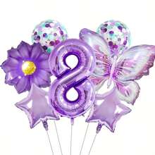 7pcs/Set Purple Butterfly 32-Inch Number Balloons For Birthday Party Decoration