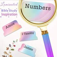Rainbow Theme Layered 75 Spanish Bible Labels By WUSITO - Repositionable Men's And Women's Study Bible Labels, Large Font Stickers, With English And Spanish Book Names, Very Suitable For Bible Diary Supplies, Scripture Navigation