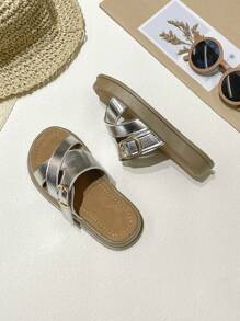 Ciabatte estive per ragazze, modello 2025, nuove, con punta aperta, fondo spesso, morbide e confortevoli, versatili, stile retrò, slip-on, adatte per l'esterno e la spiaggia