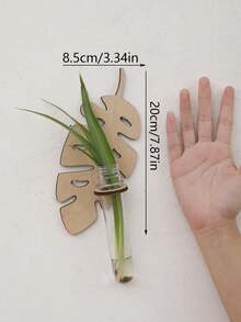 1 件、2 件、叶形壁挂式室内植物花盆、壁挂式植物繁殖站、植物繁殖花瓶、壁挂式繁殖站带木架塑料试管分层花盆壁挂式玻璃容器适用于家庭办公室植物挂架花瓶墙面装饰水培插枝、水培植物木架、女性妈妈植物爱好者的独特园艺、家居装饰、房间装饰、墙面装饰