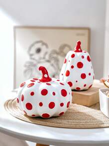 1pc Creative Resin Polka Dot Pumpkin Decor Figurine, Unique Pumpkin Decorative Crafts, Multiple Colors Available, Suitable For Living Room, Study, Nightstand, Dining Room, Wedding, Party Home Decoration