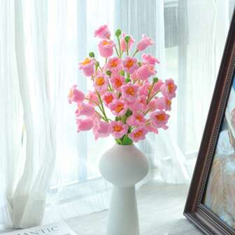 1/3/6pcs Handmade Crochet Lily Of The Valley Flowers, Artificial Flowers. DIY Crochet Flower Bouquet As Gift For Her, Friends, Family, Teachers, Lovers, Home Decor, Wedding, Birthday, Party Decoration. Suitable For Autumn/Winter Decor, Thanksgiving, Graduation, Back To School, Valentine's Day, New Year And Other Holiday Creative Gifts