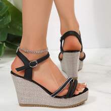 Korean Style New Summer Sexy Comfortable Peep-Toe Platform Wedge Heel Waterproof Rope Increased Slimming Sandals